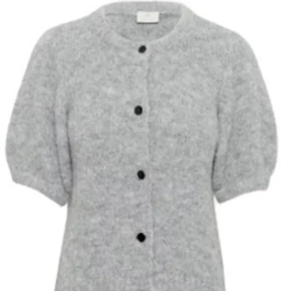 NWT KAFFE cardigan grey mélange short sleeve cardigan size medium - Picture 12 of 14